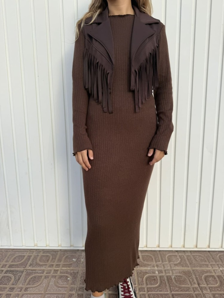 Vestido Chaleco Flecos