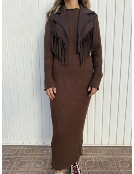 Vestido Chaleco Flecos