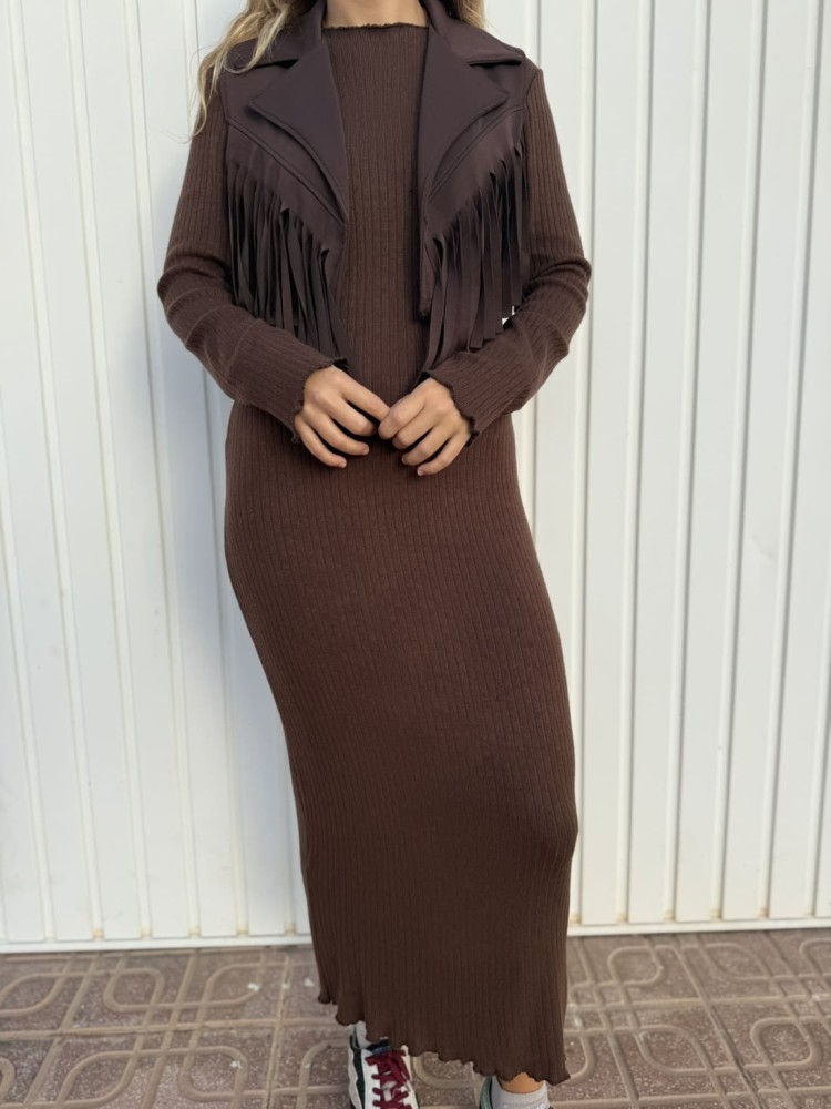 Vestido Chaleco Flecos