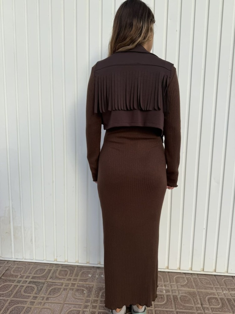 Vestido Chaleco Flecos