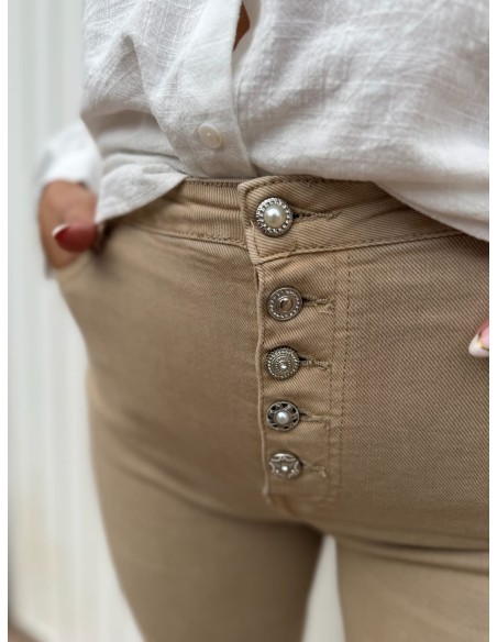 Pantalón Miss Botones Beige