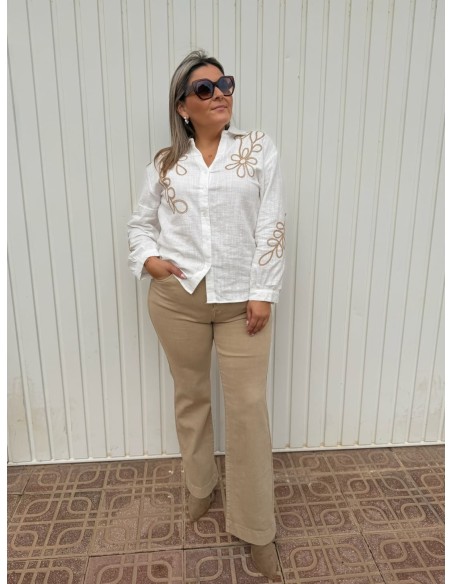 Pantalón Miss Botones Beige