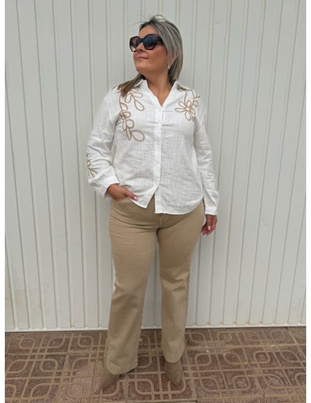 Pantalón Miss Botones Beige