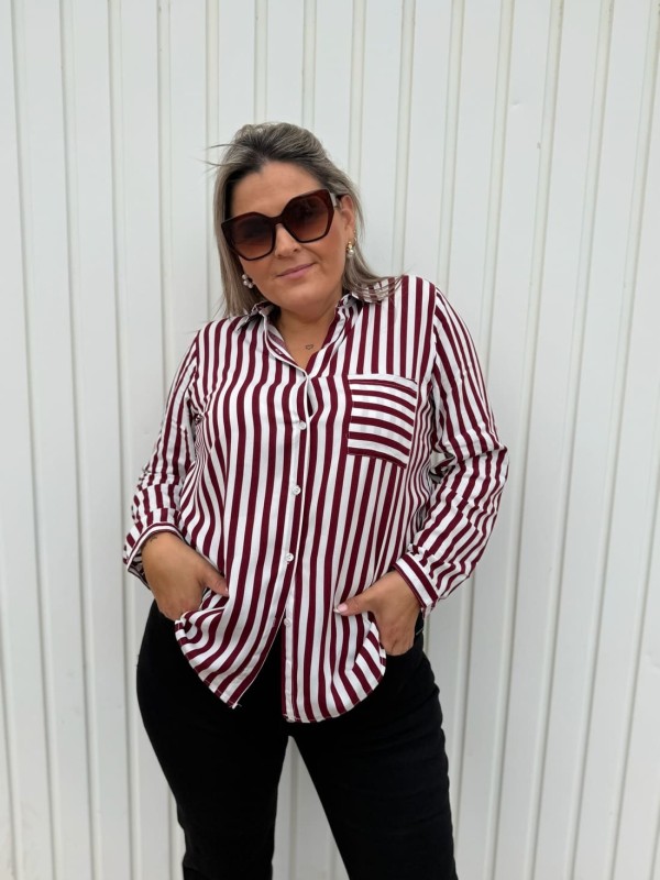 Camisa Rayas Granate