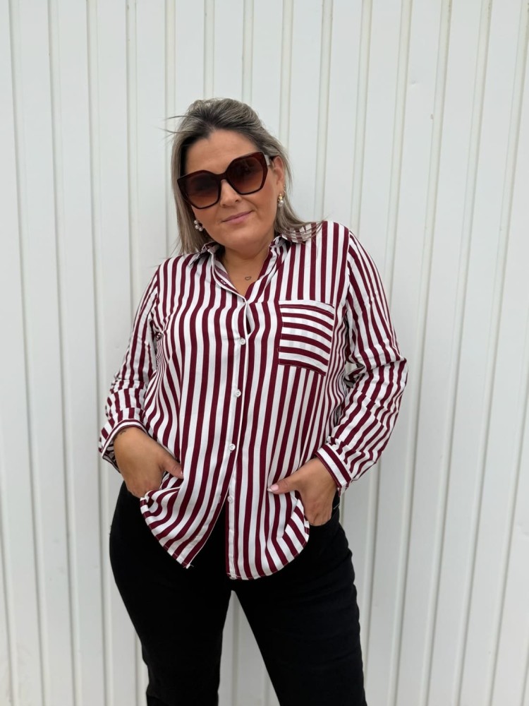 Camisa Rayas Granate
