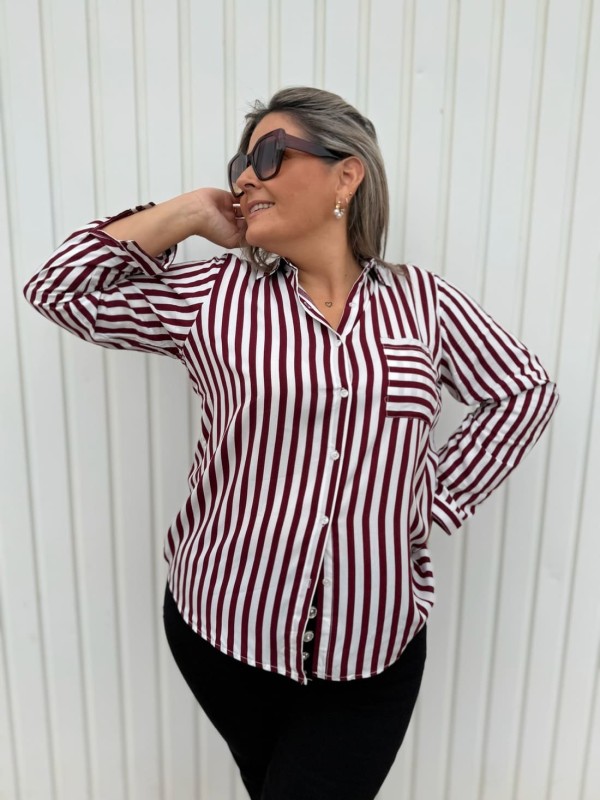 Camisa Rayas Granate 2