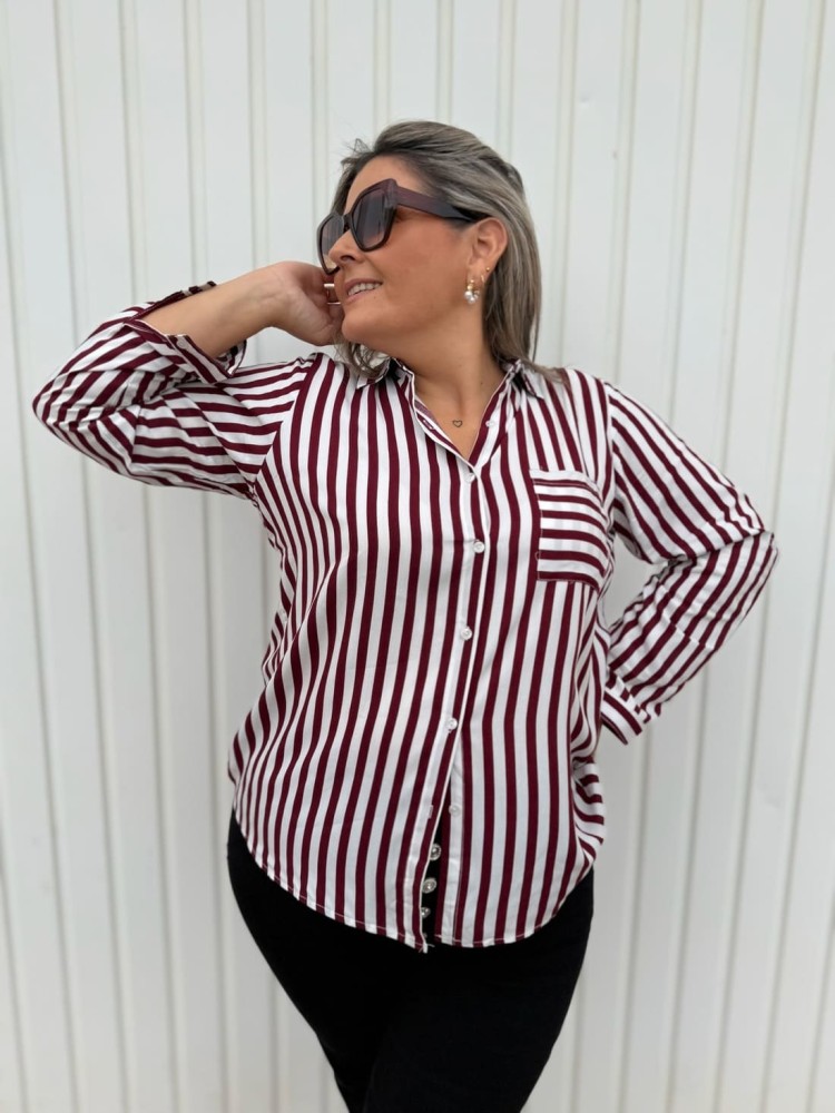 Camisa Rayas Granate