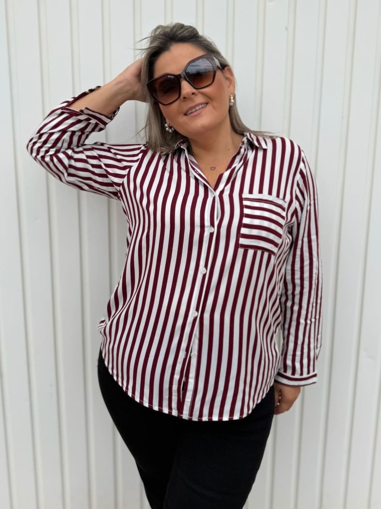 Camisa Rayas Granate
