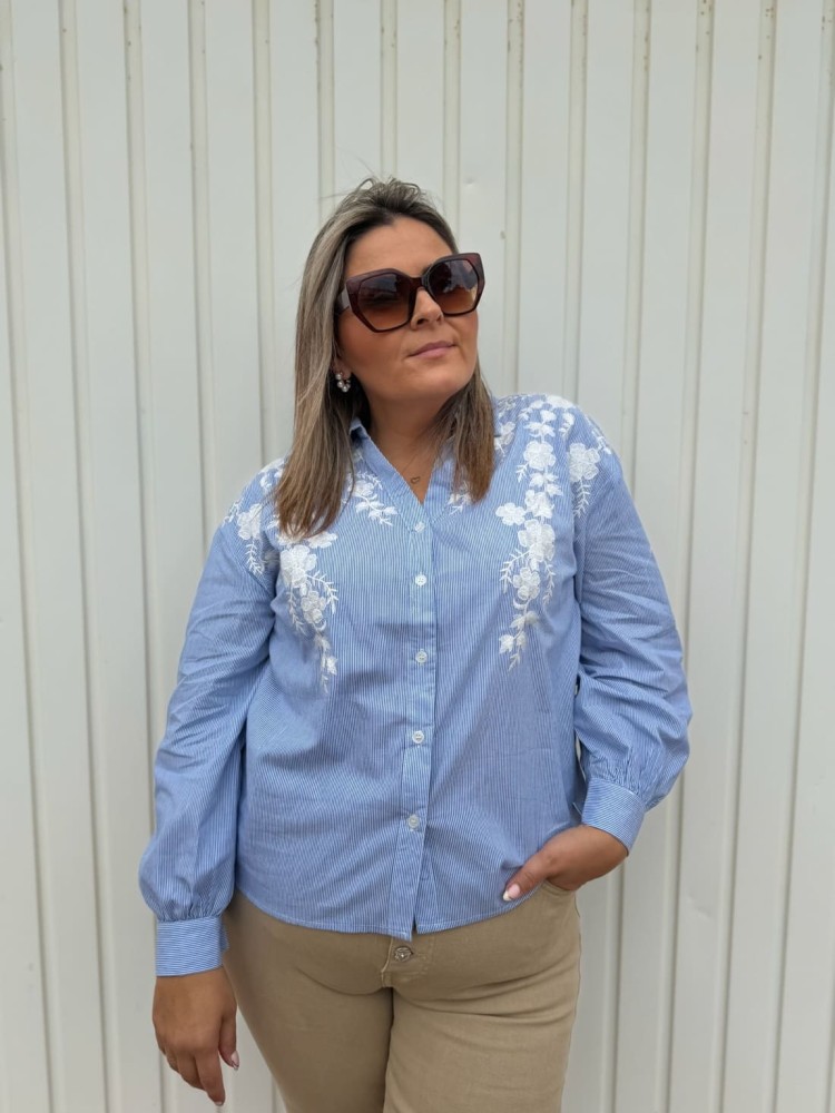 Camisa Rayas Bordada