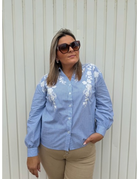 Camisa Rayas Bordada