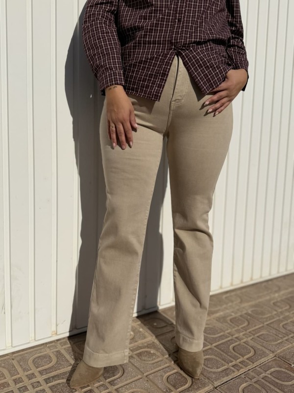 Pantalón Recto Beige