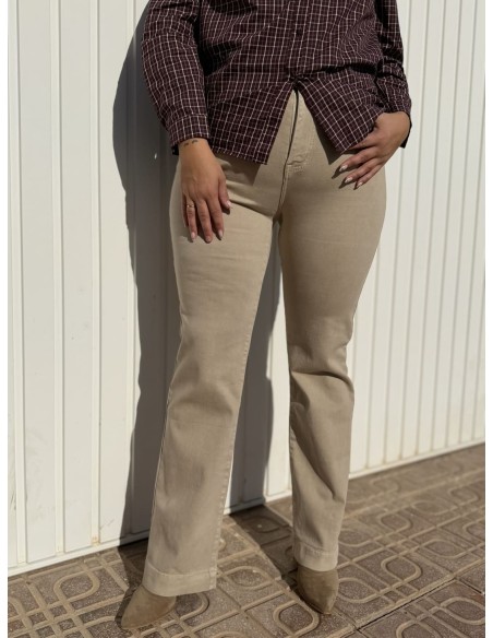Pantalón Recto Beige