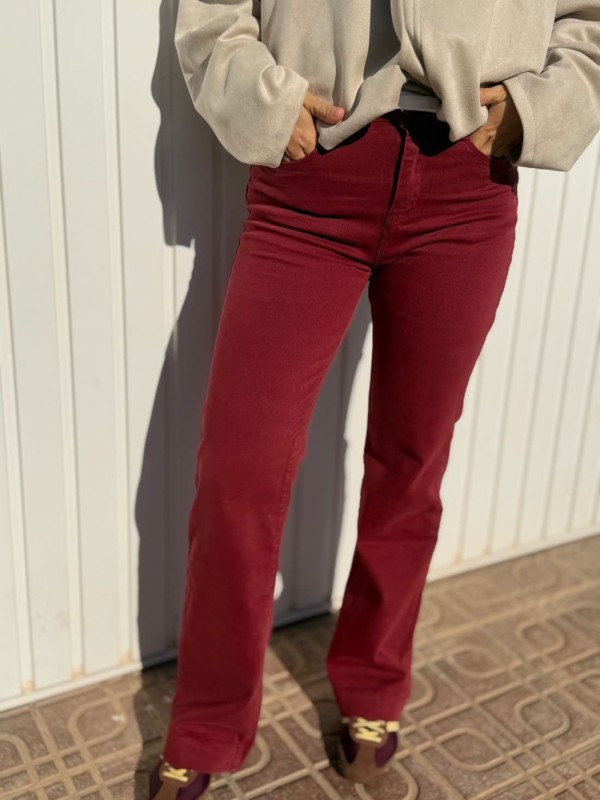 Pantalón Recto Granate