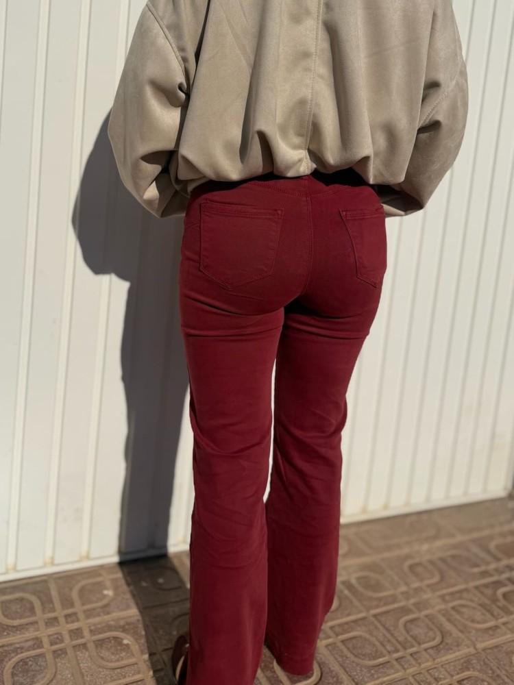 Pantalón Recto Granate