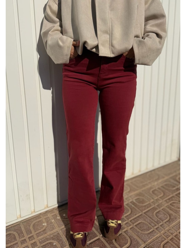 Pantalón Recto Granate