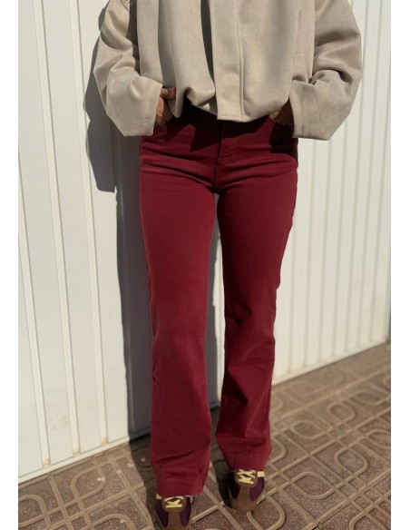 Pantalón Recto Granate