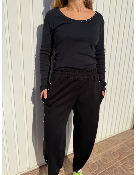 Pantalón Chándal Tachuelas Negro