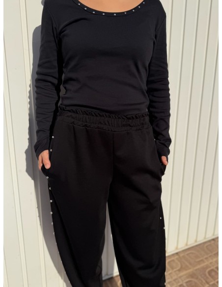 Pantalón Chándal Tachuelas Negro