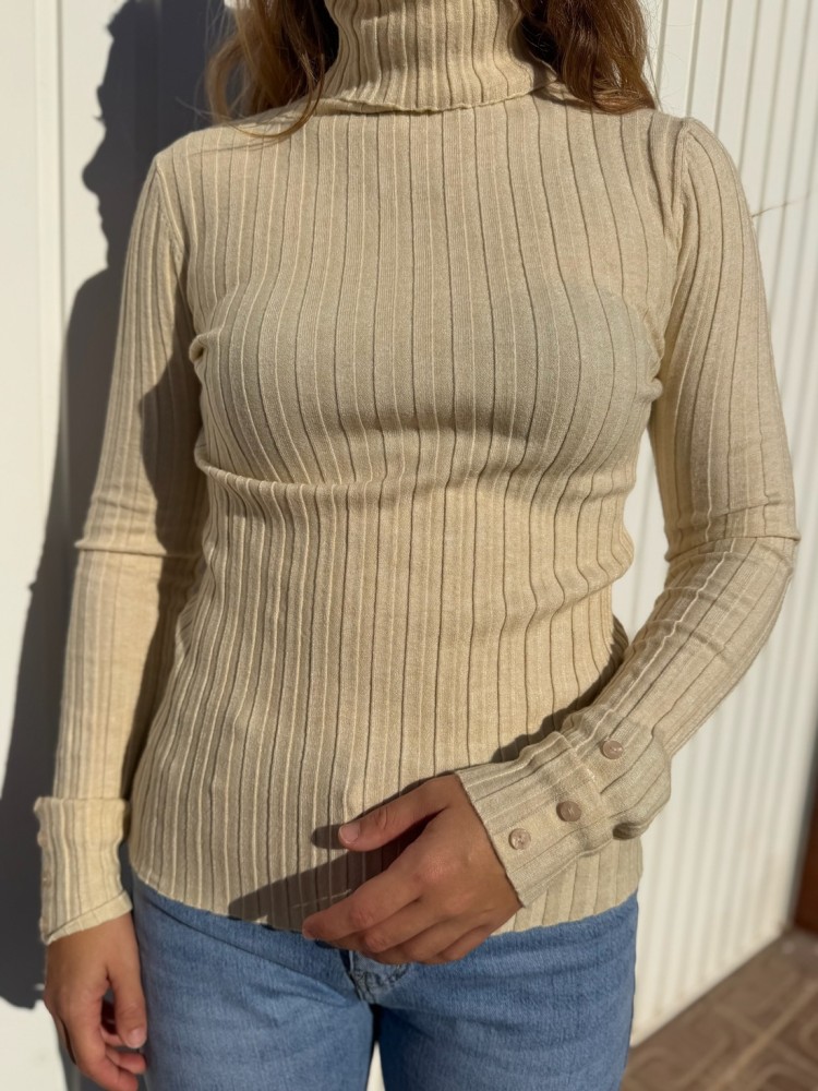 Suéter Canalé Cuello Alto