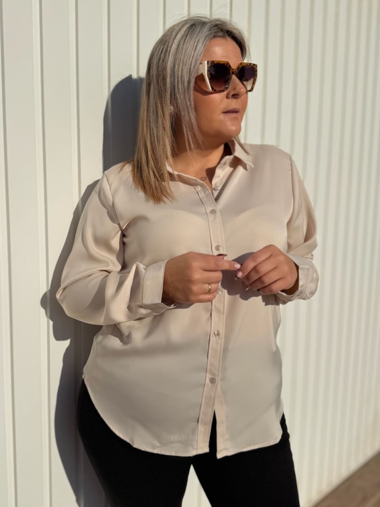 Camisa Satinada Beige