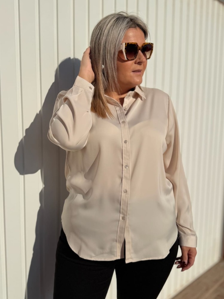 Camisa Satinada Beige