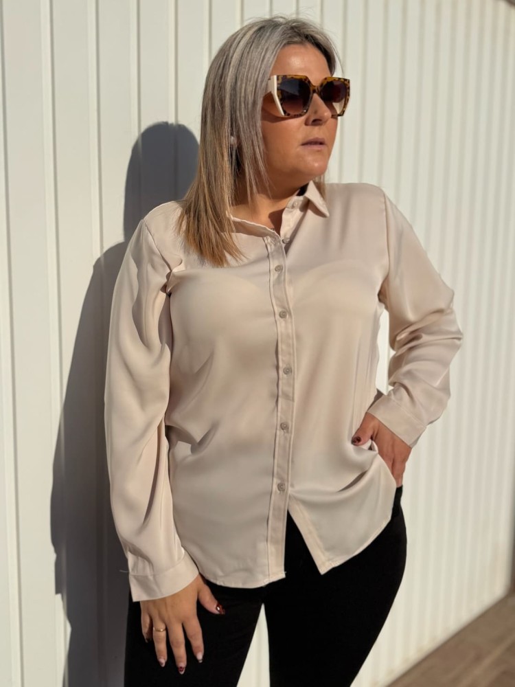 Camisa Satinada Beige