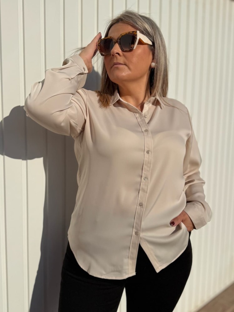 Camisa Satinada Beige