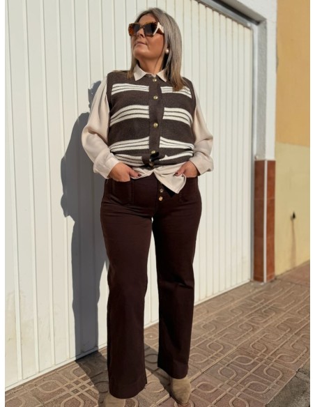 Pantalón Botones Chocolate