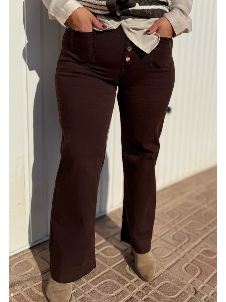 Pantalón Botones Chocolate