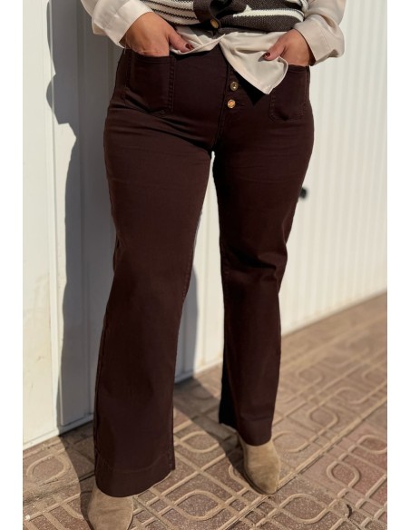 Pantalón Botones Chocolate