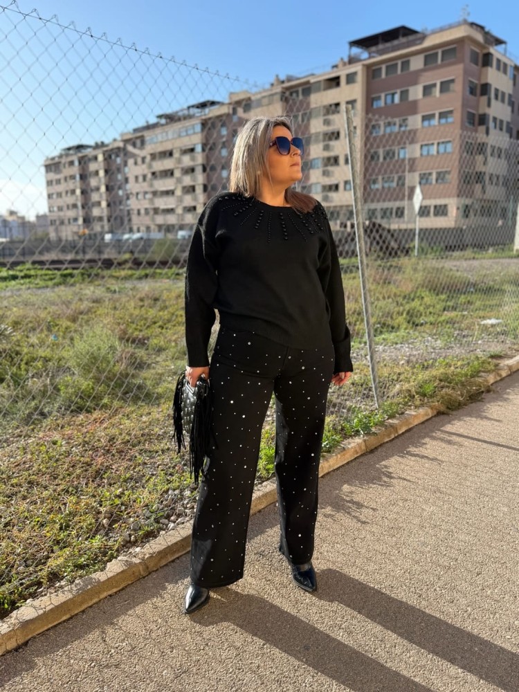 Pantalón Widleg Piedras