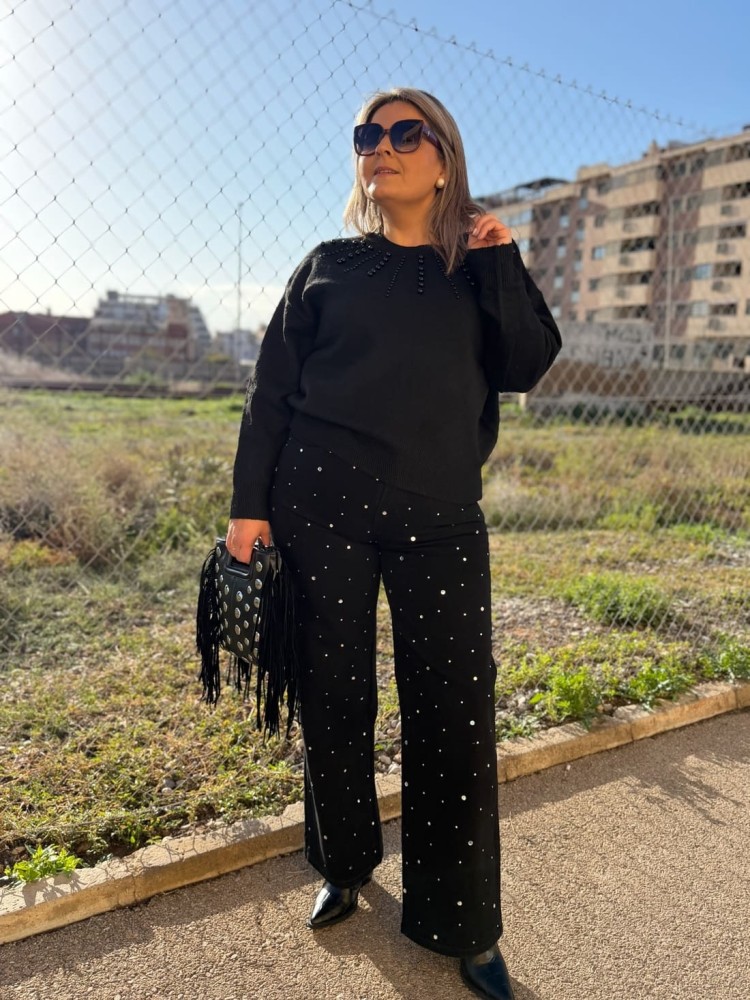 Pantalón Widleg Piedras