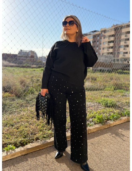 Pantalón Widleg Piedras