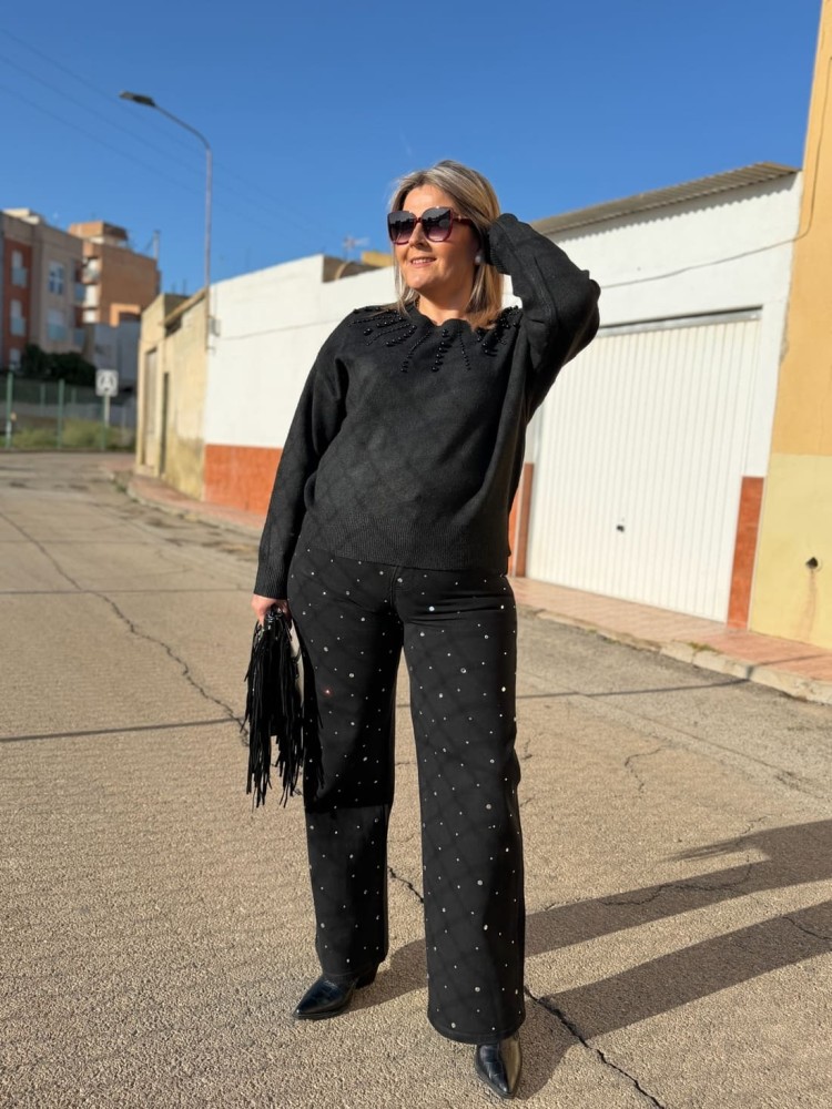 Pantalón Widleg Piedras