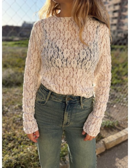 Camiseta Encaje Blanca