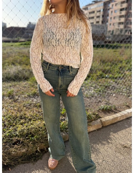 Camiseta Encaje Blanca