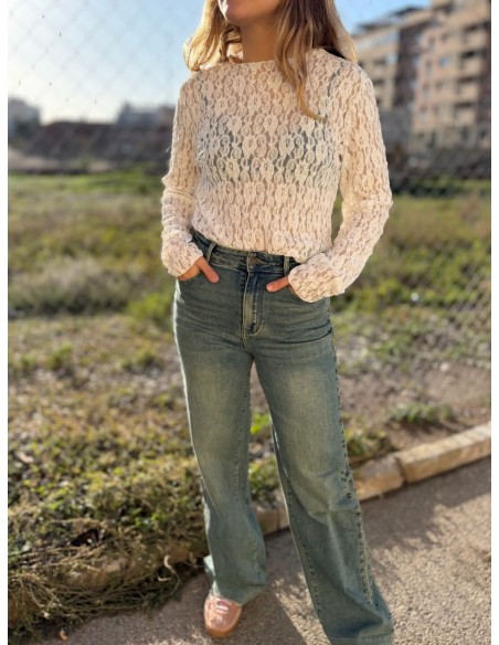 Pantalón Tachuelas Desgastado