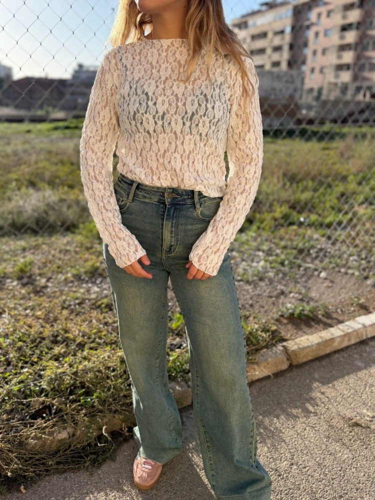 Pantalón Tachuelas Desgastado