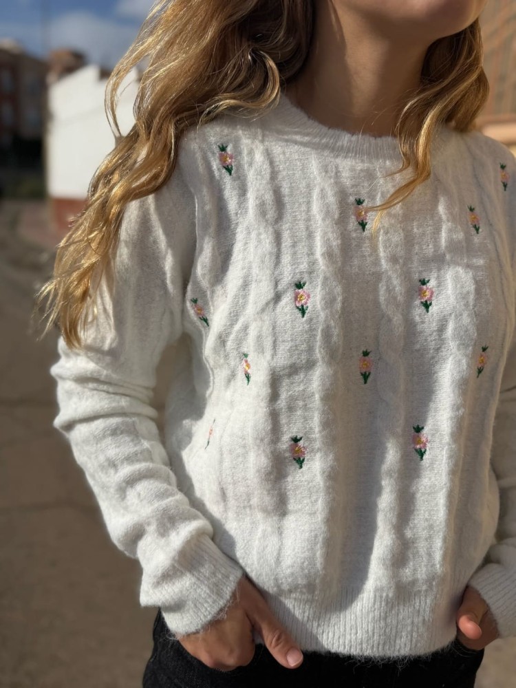 Jersey Flores Bordadas