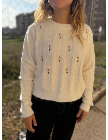 Jersey Flores Bordadas