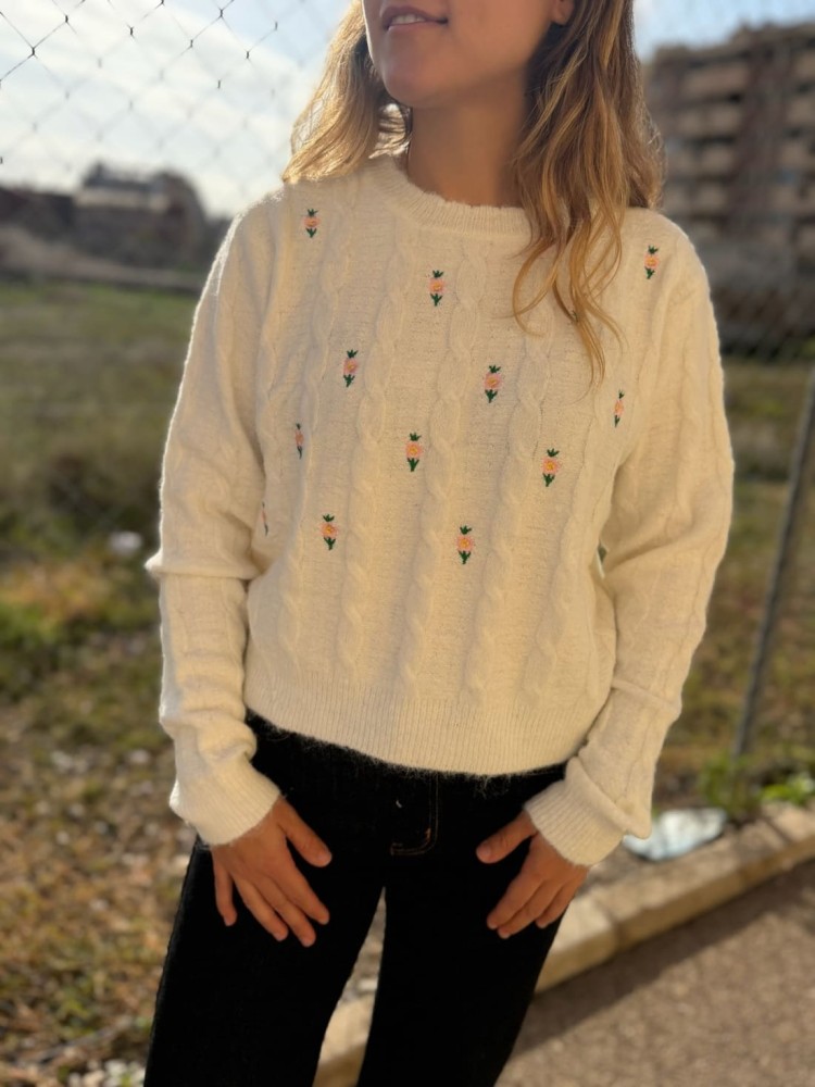 Jersey Flores Bordadas