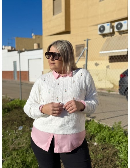 Jersey Flores Bordadas