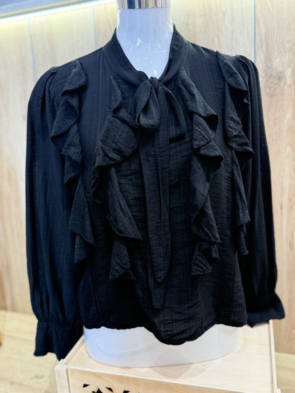 Camisa Volantes Negra