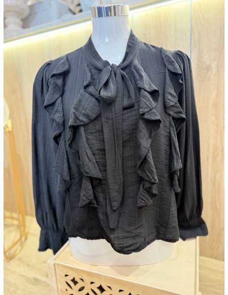 Camisa Volantes Negra