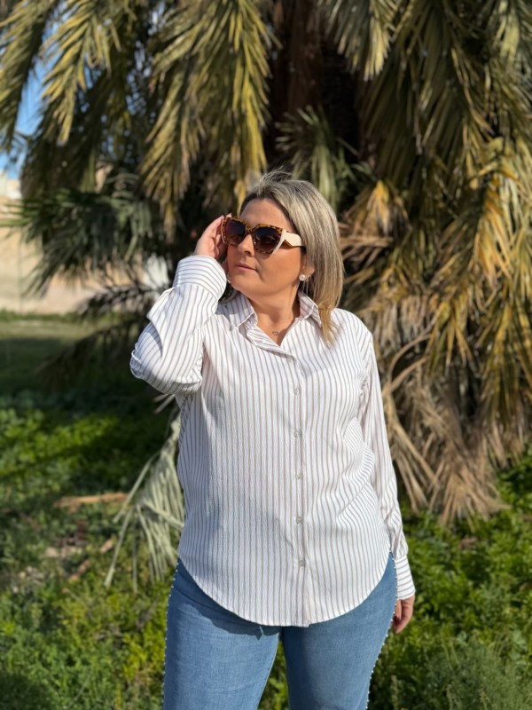 Camisa Rayas Camel 2