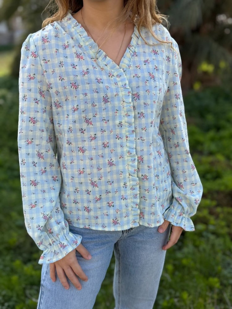 Camisa Cuadros Flores