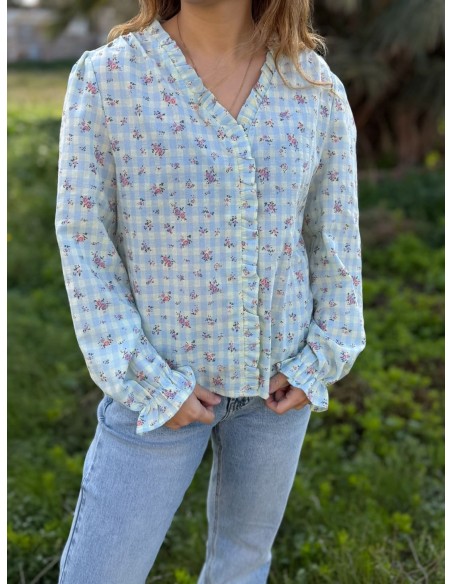 Camisa Cuadros Flores