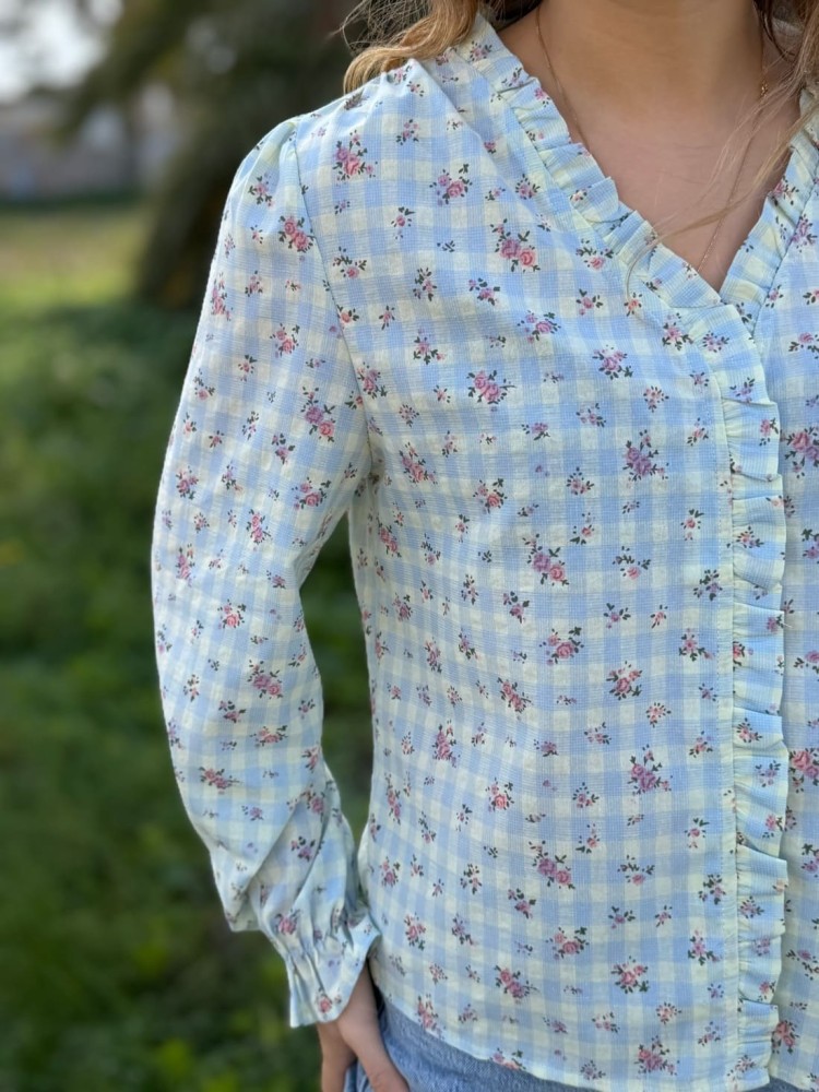 Camisa Cuadros Flores