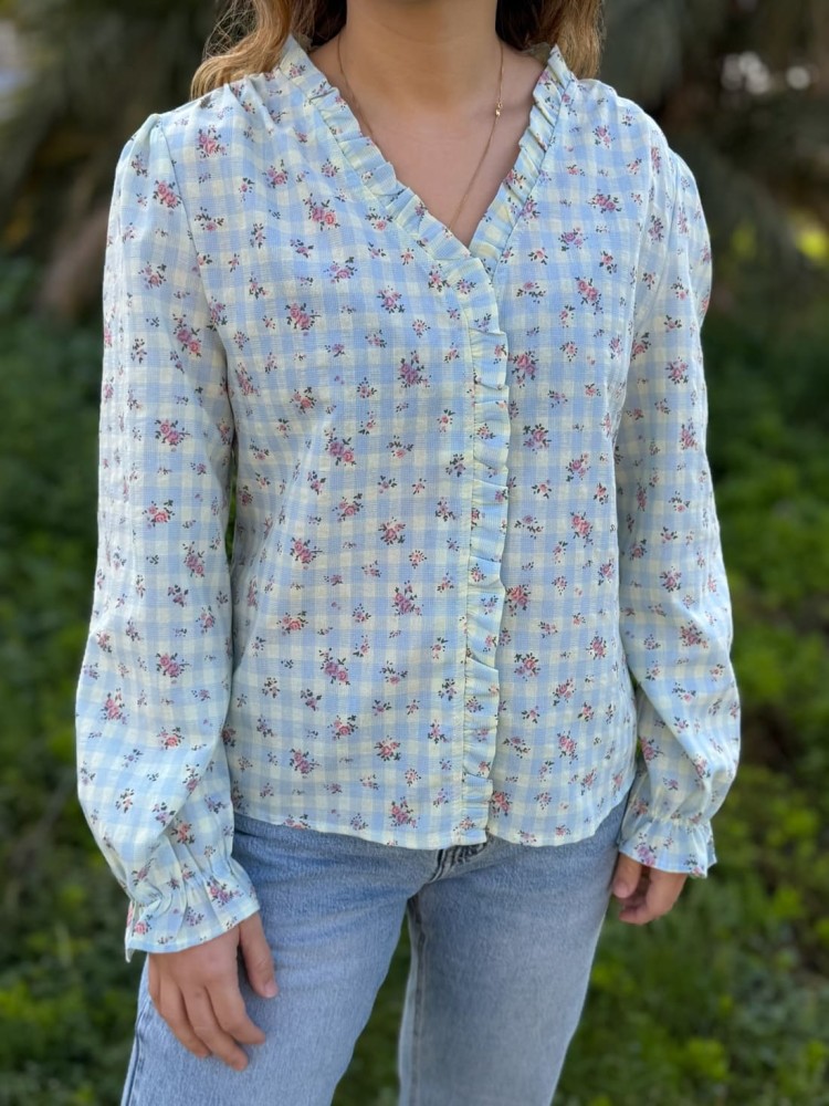 Camisa Cuadros Flores