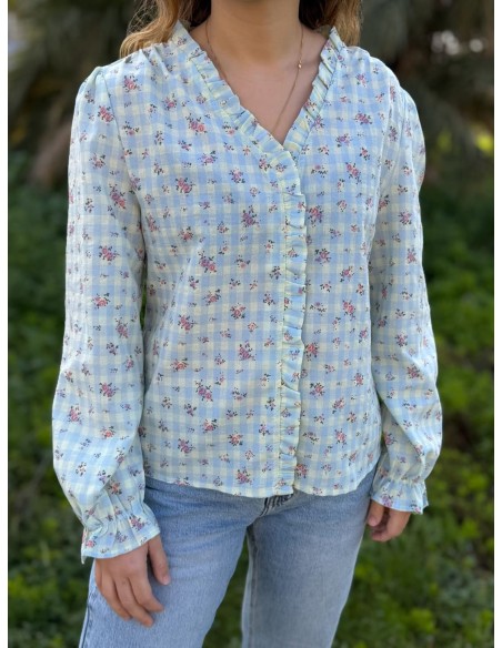 Camisa Cuadros Flores